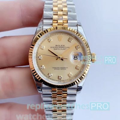 Rolex Presidential Swiss Replica Datejust Watch Yellow Gold Dial Jubilee Band - EW Factory